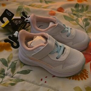 Girls White and Pink Sneakers